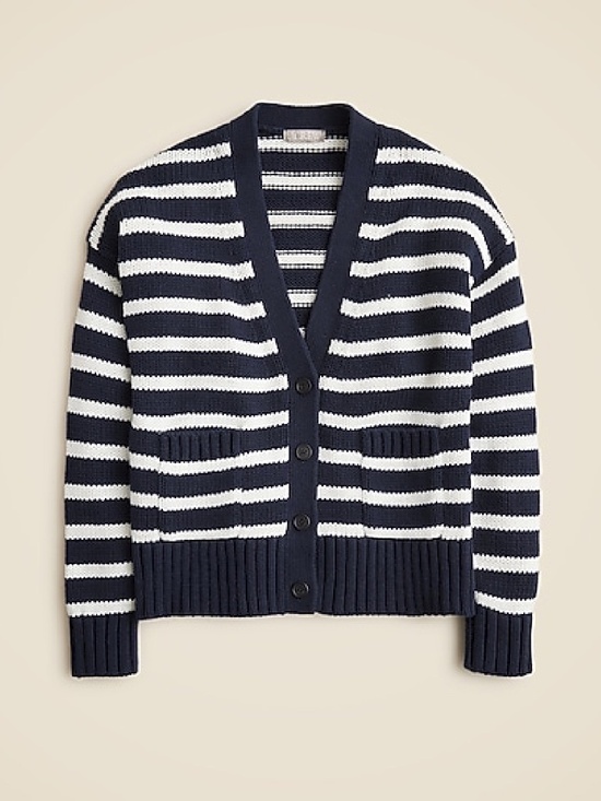 J. Crew Sweaters - Heritage Cotton Relaxed Cardigan in Stripe
